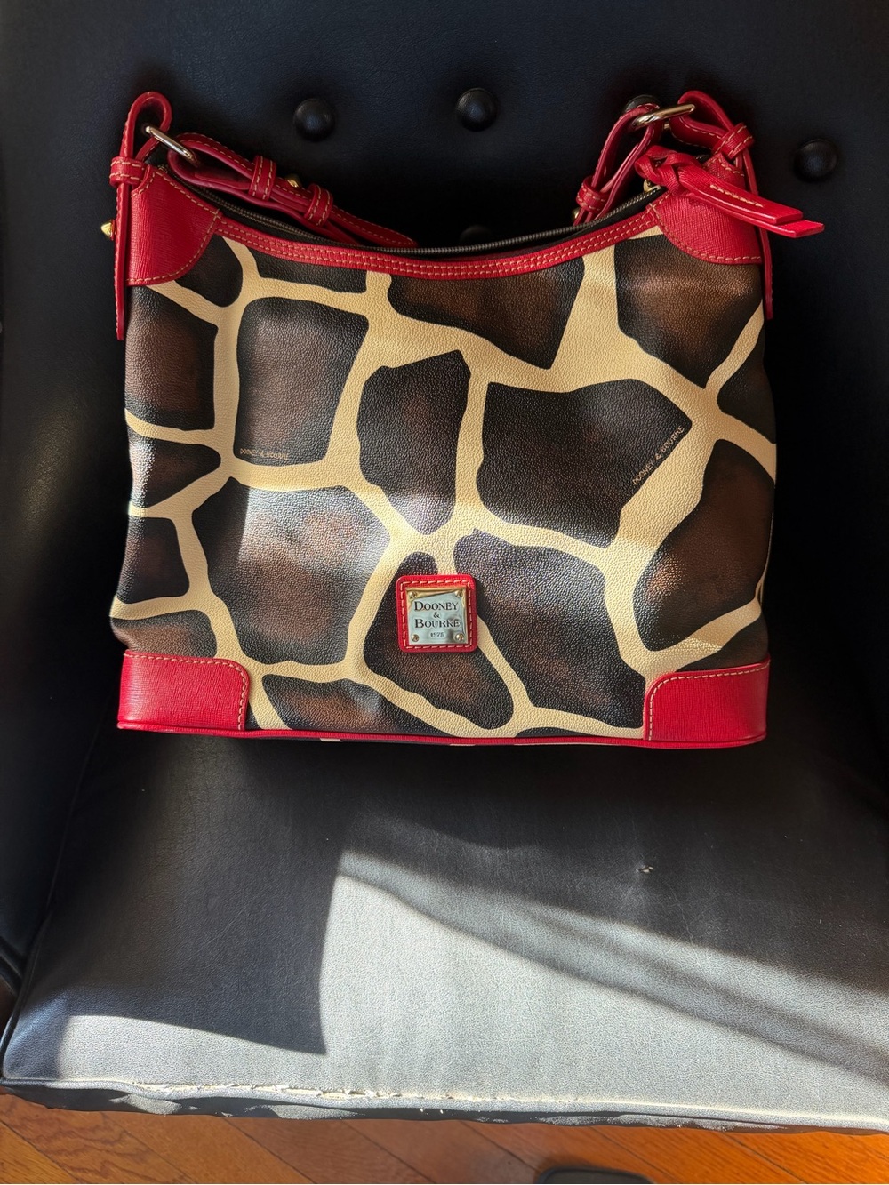 Dooney & Bourke Red Trim Giraffe-Print Shoulder Bag